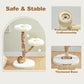 Rascador de flores moderno | Lujosa torre para gatos Boho de madera maciza | Con ramas de madera reales, columna de rascado y 2 plataformas | Diseño en blanco nube | Exclusivo para gatos de apartamento
