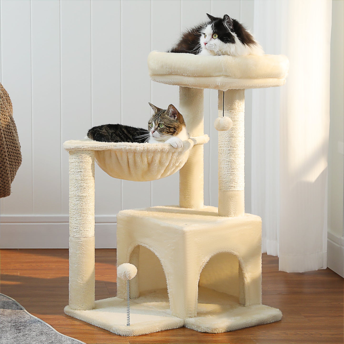 PAWZ Road – Mehrstöckiges Kletterparadies für Katzen | 106 cm | Robuste Sisal-Kratzsäulen | Stabile Etagenplattformen