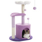 PAWZ Road Cat Tree – 81 cm purple flower cat tree | Sisal scratching posts | Cozy cat house | Cuddly platforms | Fluffy play balls