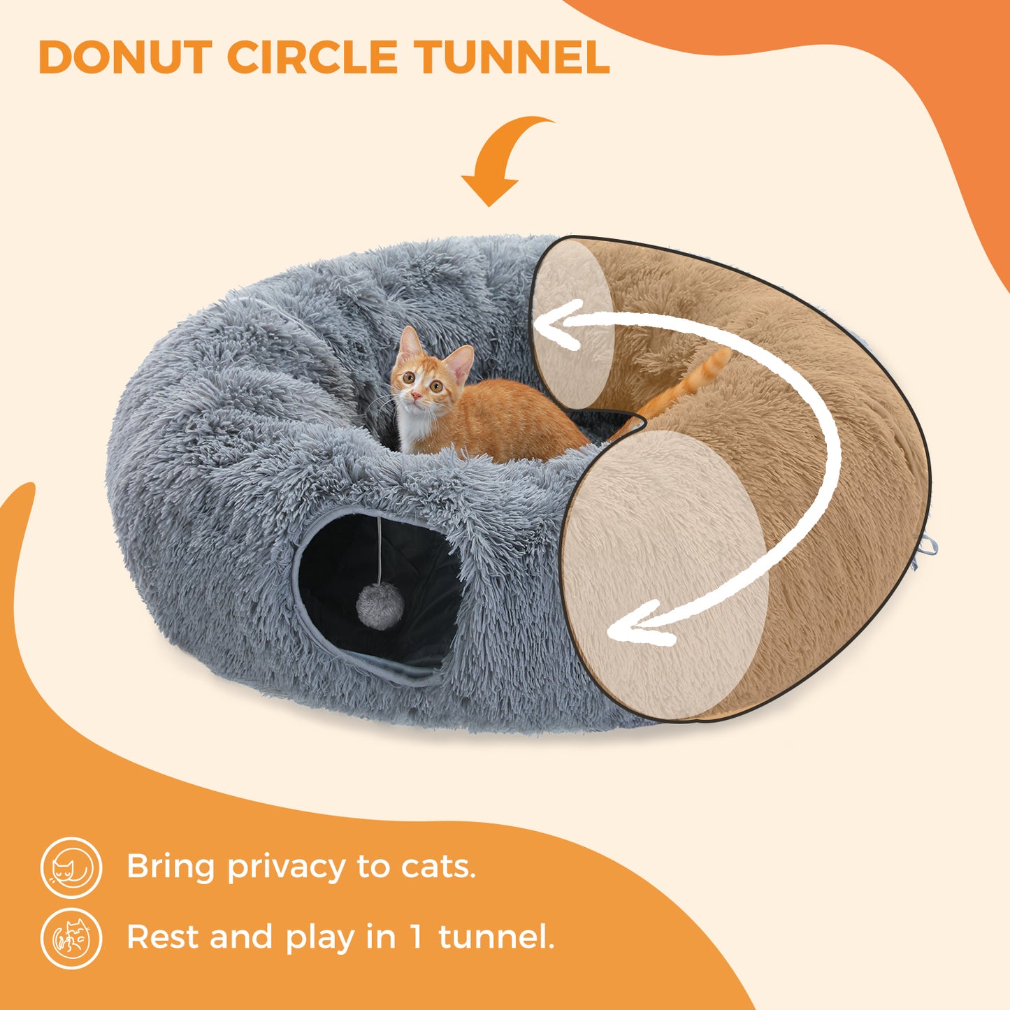 PAWZ Road Plüsch-Katzentunnel Grau