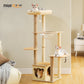 PAWZ Road moderner Kratzbaum | 135 cm hoher Katzenturm aus Holz | für Wohnungskatzen | Katzenmöbel mit 4 sisalumwickelten Kratzpfosten