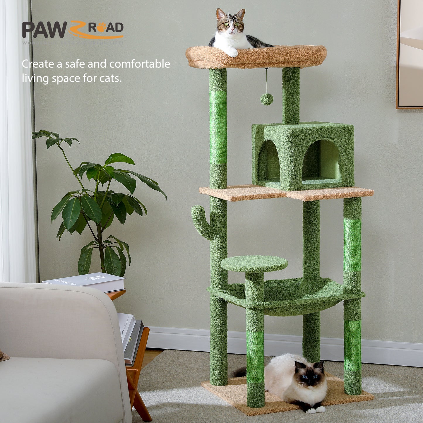 PAWZ Road 143cm Kratzbaum Kaktus (Grün)