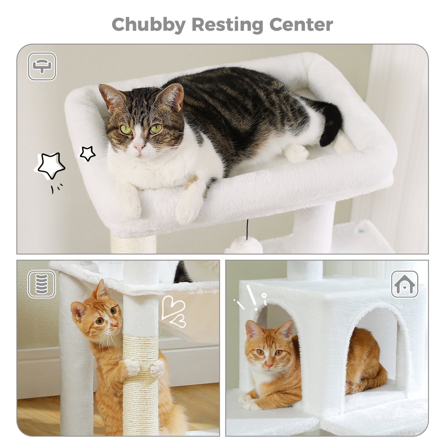 PAWZ Road Cat Tree - Luxury Plush Cat House + Hammock | Sisal Scratching Post + Viewing Platform