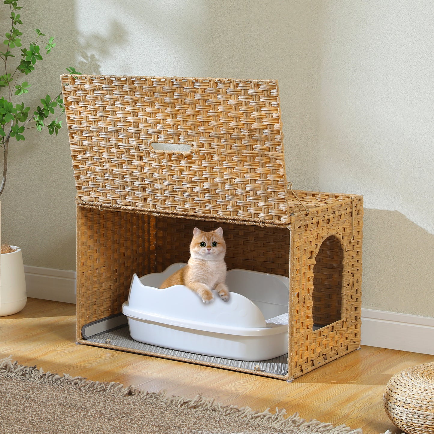 PAWZ Road Katzenklo | Designer-Möbel aus Rattan | Mit High-Entry & Anti-Streu-System