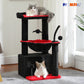PEQULTI 4-in-1 Cactus Cat Tree | 84 cm Cat Tower | with XXL Sleeping House | Sisal Posts | Deep Hammock | Observation Deck