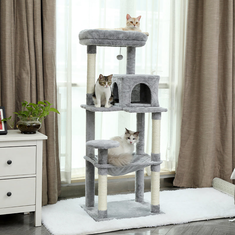 PAWZ Road Cat Tree - Luxury Plush Cat House + Hammock | Sisal Scratching Post + Viewing Platform