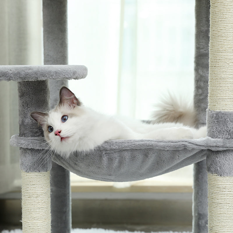 PAWZ Road Cat Tree - Luxury Plush Cat House + Hammock | Sisal Scratching Post + Viewing Platform