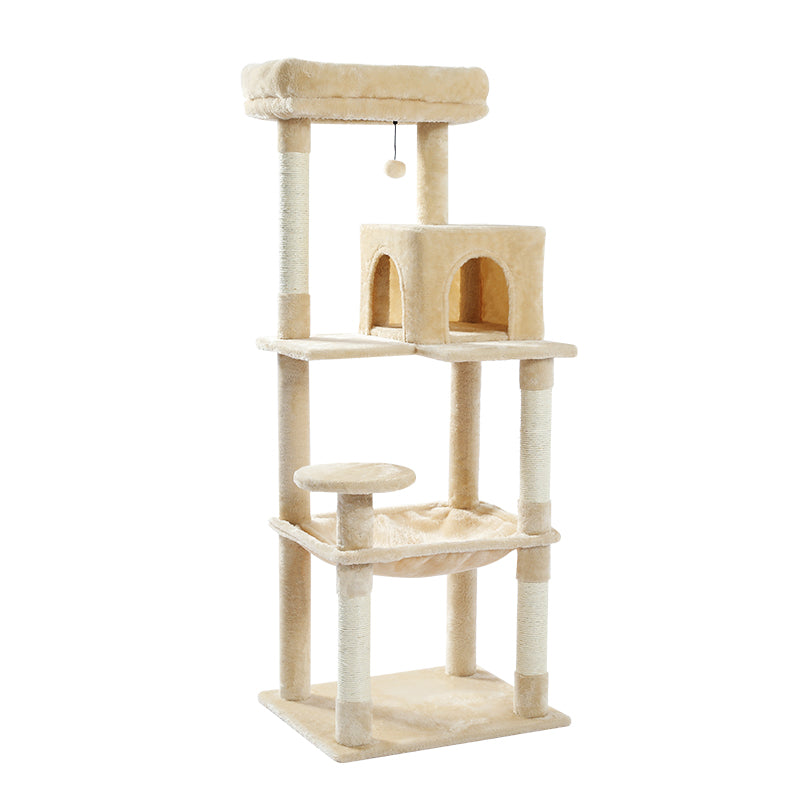 PAWZ Road Cat Tree - Luxury Plush Cat House + Hammock | Sisal Scratching Post + Viewing Platform