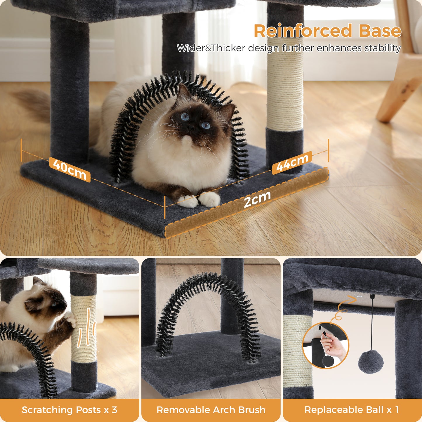 PAWZ Road 106 cm Arbre à chats avec maison de repos et perche à gratter en sisal