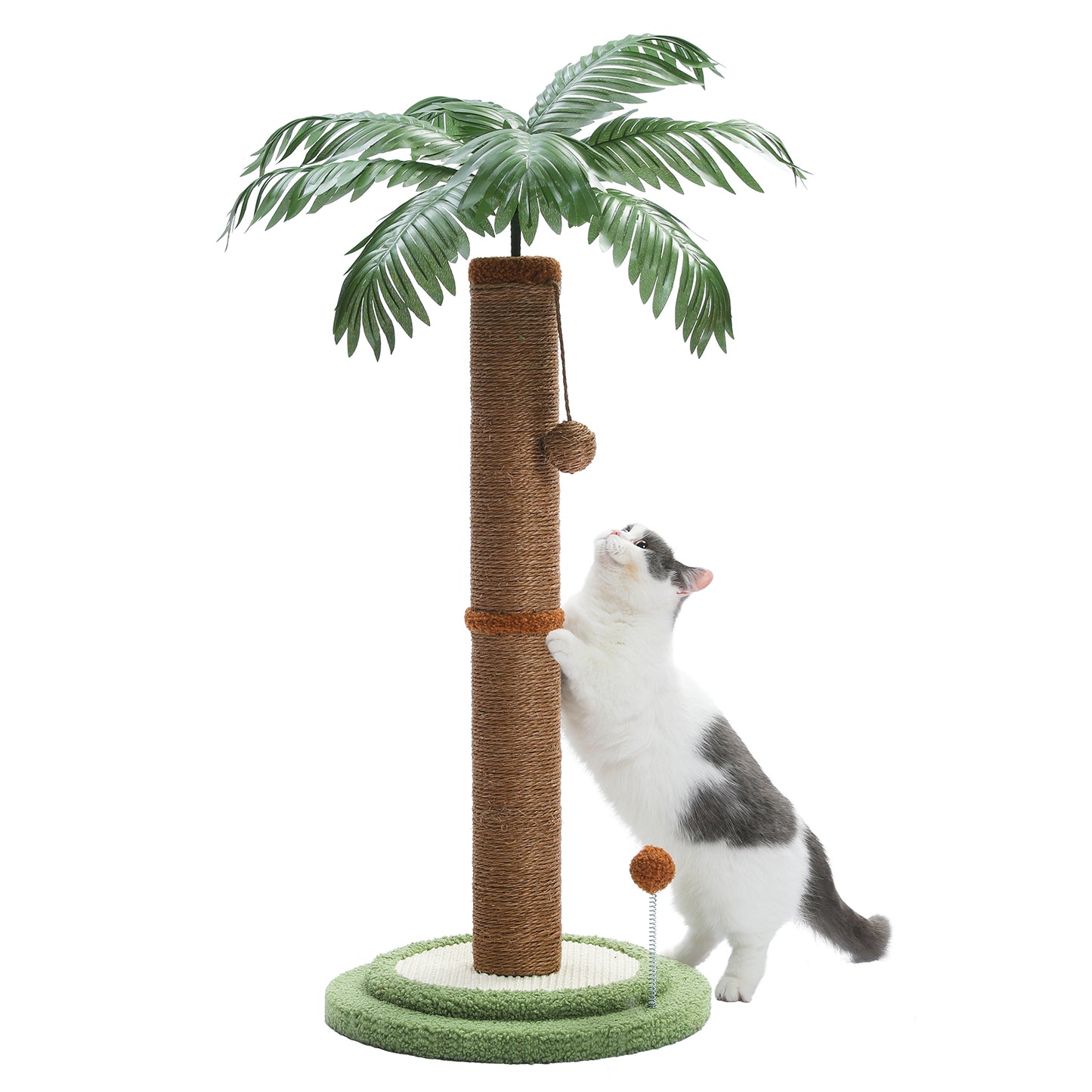 PAWZ Road Árbol para Gatos, 33 pulgadas (84 cm) de altura | Adecuado para gatos grandes | Con pelotas de juego interactivas | Poste rascador cubierto de 100% sisal