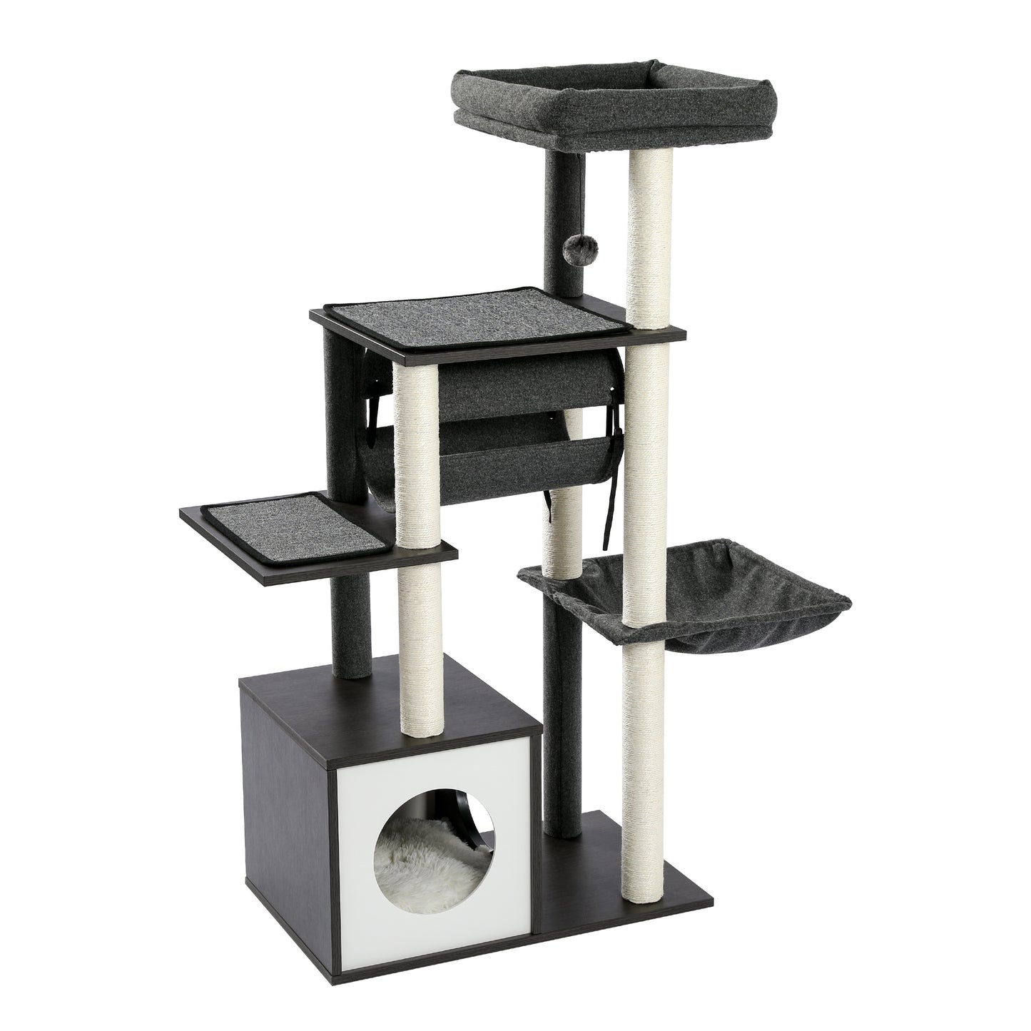 【130cm Extra High】PEQULTI Cat Tree - 51.4″ Multi-Level Platforms｜25.6″×16.9″ XXL Exercise Area"