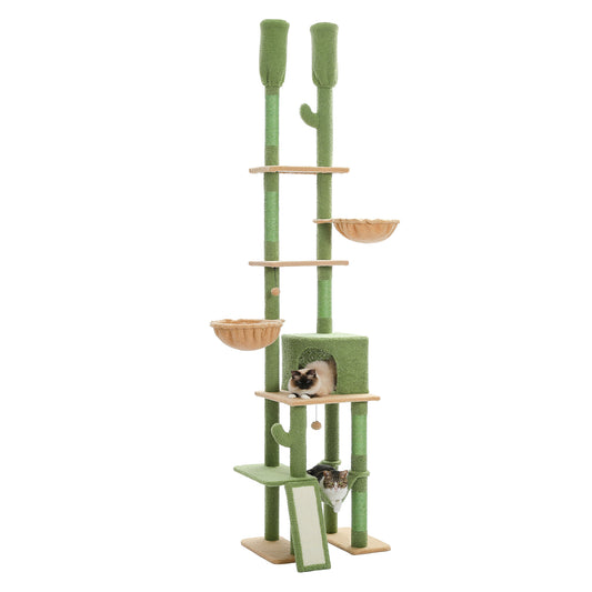 PAWZ Road Rascador Kaktus de 216-285cm de suelo a techo (Verde)