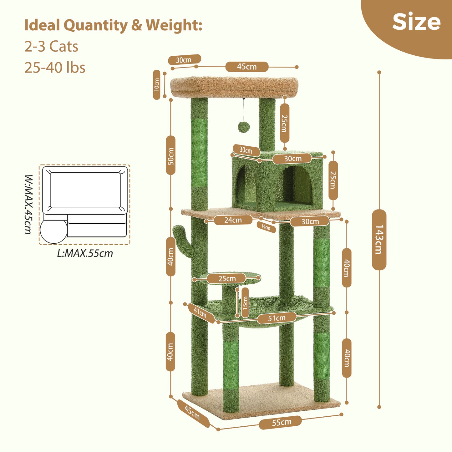 PAWZ Road Cat Tree - Luxury Plush Cat House + Hammock | Sisal Scratching Post + Viewing Platform