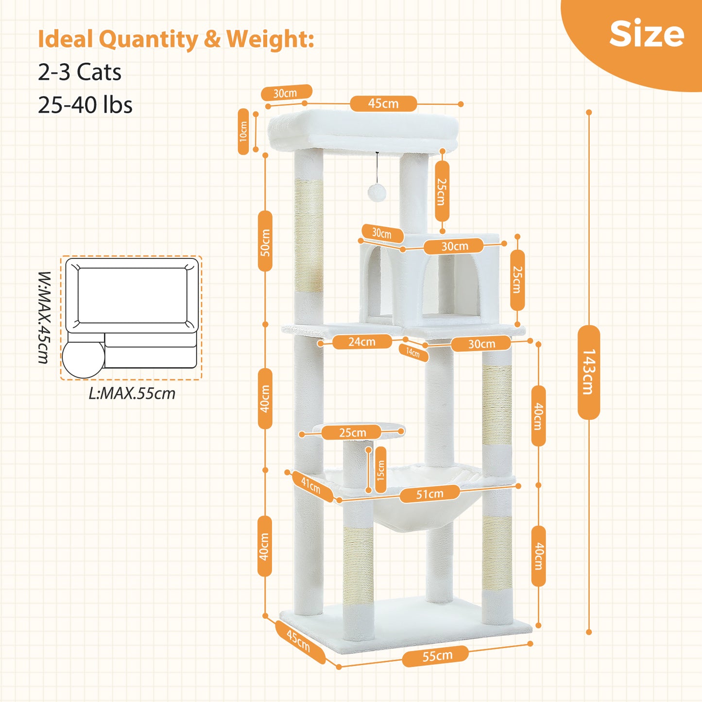PAWZ Road Cat Tree - Luxury Plush Cat House + Hammock | Sisal Scratching Post + Viewing Platform