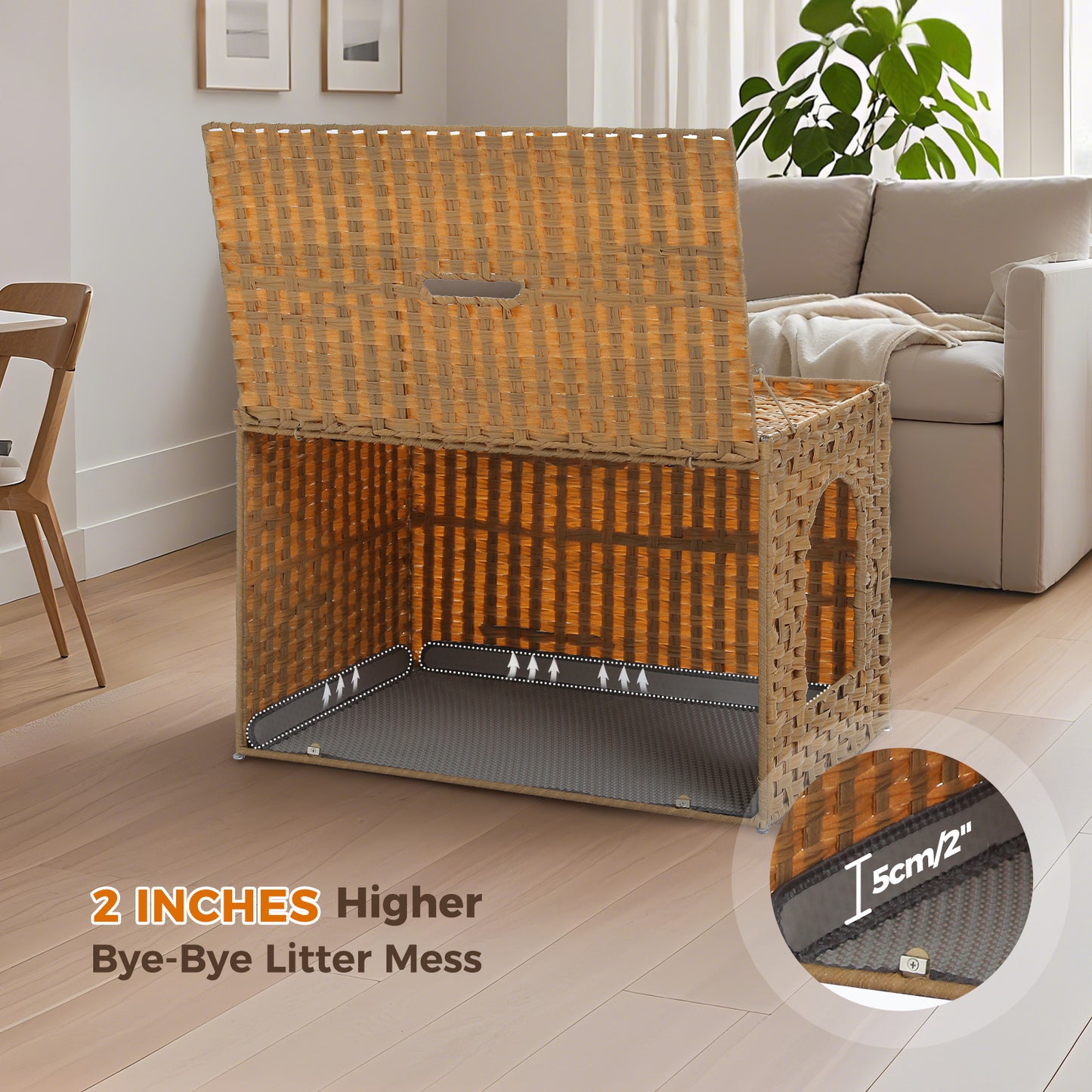 PAWZ Road Katzenklo | Designer-Möbel aus Rattan | Mit High-Entry & Anti-Streu-System