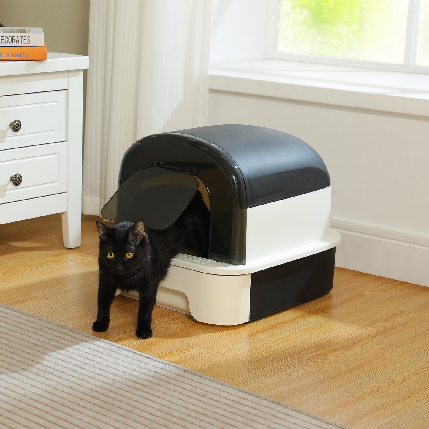 Pawz Road - Lettiera con cassetto | Ampio spazio di 50 cm | Lati rialzati per evitare la dispersione di rifiuti | Semi-chiusa per prevenire gli odori