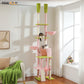 PAWZ Road Cactus Cat Tree – Ceiling-high scratching post with adjustable height (215-285 cm) | 7-tier climbing center | with hammocks | 5 platforms | sisal scratching posts