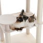 PETEPELA Arbre à chats en bois pour chats d'appartement - Tour à plusieurs niveaux avec poteaux de grattage en sisal, maison de repos confortable, hamac XXL et plateformes douillettes en pelage de lapin en tissu (beige)