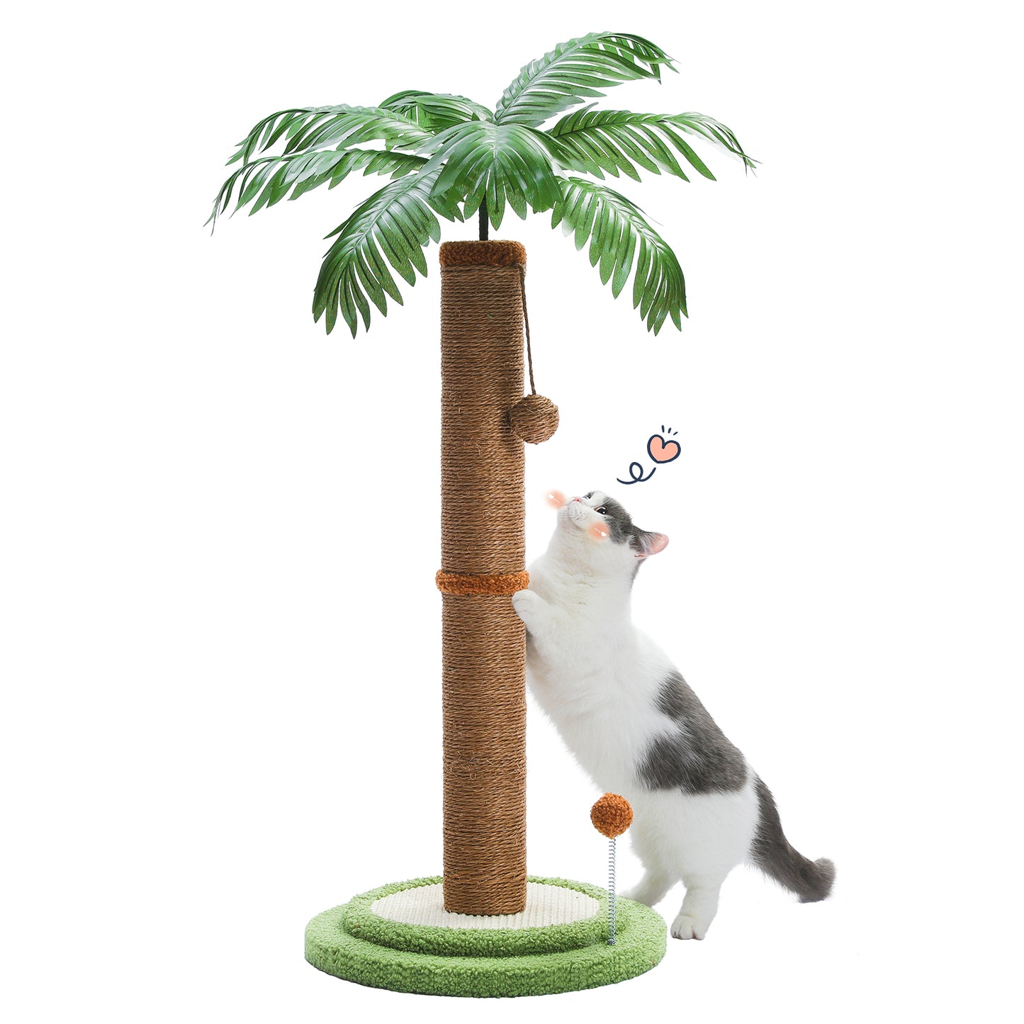 PAWZ Road Árbol para Gatos, 33 pulgadas (84 cm) de altura | Adecuado para gatos grandes | Con pelotas de juego interactivas | Poste rascador cubierto de 100% sisal