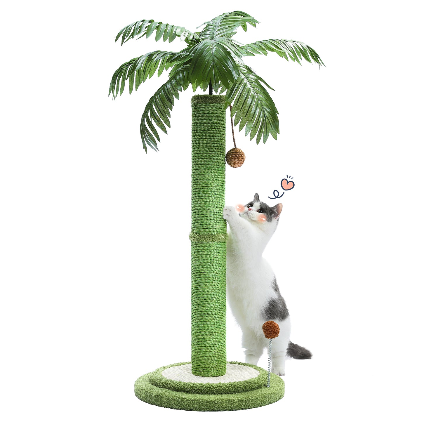 PAWZ Road Árbol para Gatos, 33 pulgadas (84 cm) de altura | Adecuado para gatos grandes | Con pelotas de juego interactivas | Poste rascador cubierto de 100% sisal