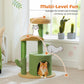 PAWZ Road Cat Tree – 81 cm purple flower cat tree | Sisal scratching posts | Cozy cat house | Cuddly platforms | Fluffy play balls