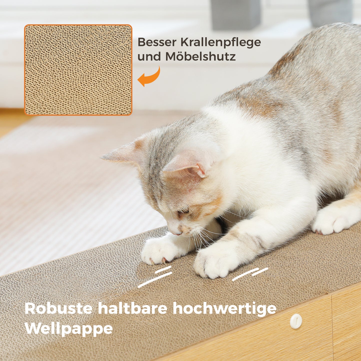 Kaufen 1, erhalten 1 gratis! Premium Kratzbaum mit Hängespielzeug – 100 cm XL | Kletterbereich | robuste Wellpappe-Kratzfläche für 1–3 Katzen | nur 3 kg leicht