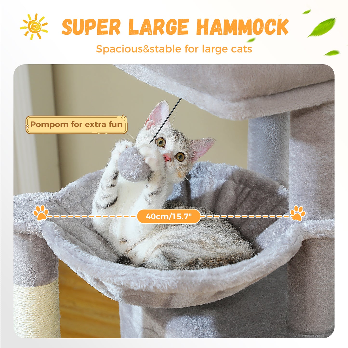 PAWZ Road Large Cat Tree | 104 cm Multi-Level Cat Tower | With 2 Spacious Sleeping Houses | Designed for Indoor Cats