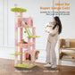 PAWZ Road Großer Kratzbaum für große Katzen | Stabiler Katzenturm mit XXL-Hängematte | 4 Sisal-Kratzsäulen & 2 geräumige Schlafhäuser | Ideal für Maine Coon Katzen | Höhe 180 cm