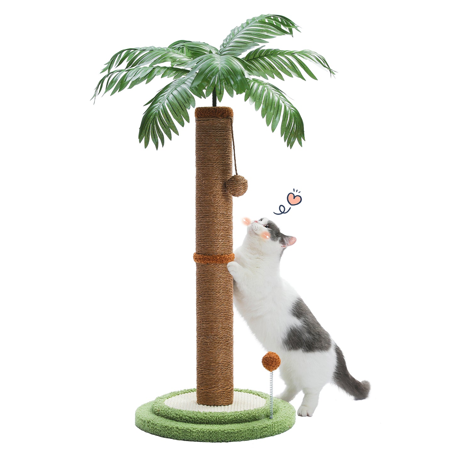 PAWZ Road Árbol para Gatos, 33 pulgadas (84 cm) de altura | Adecuado para gatos grandes | Con pelotas de juego interactivas | Poste rascador cubierto de 100% sisal