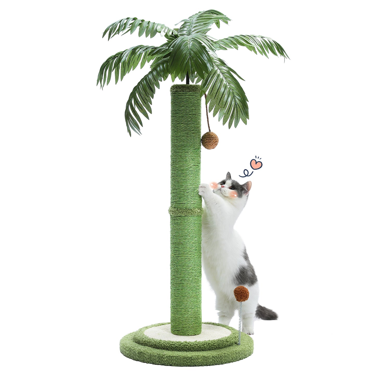 PAWZ Road Árbol para Gatos, 33 pulgadas (84 cm) de altura | Adecuado para gatos grandes | Con pelotas de juego interactivas | Poste rascador cubierto de 100% sisal