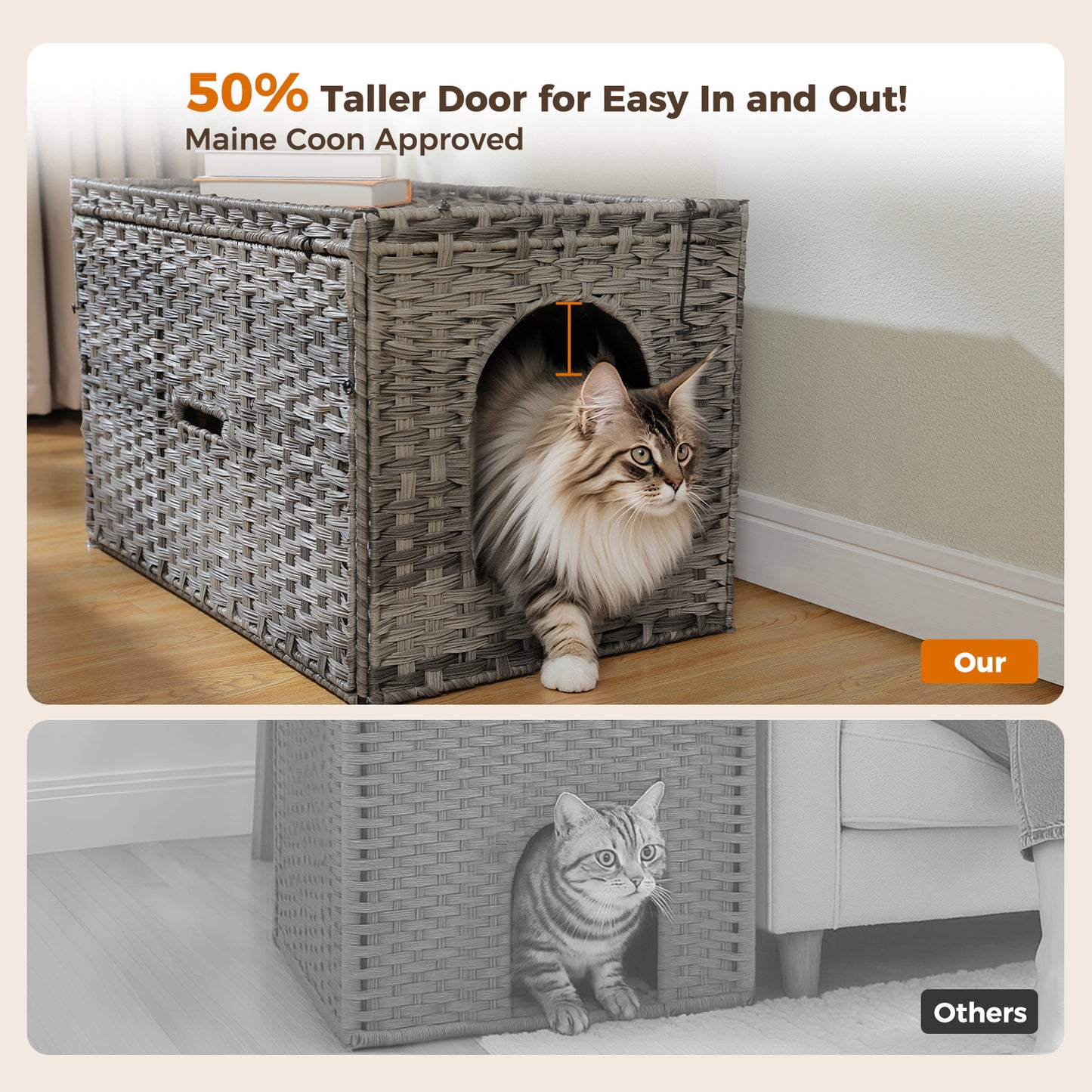 PAWZ Road Katzenklo | Designer-Möbel aus Rattan | Mit High-Entry & Anti-Streu-System