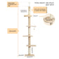 Árbol rascador XXL hasta el techo con montaje en pared | 5 niveles | Altura ajustable 228~274cm (89,8~107,9 pulgadas) | Postes de sisal natural extra gruesos | Cojines para dormir acogedores | Juguetes colgantes | Para razas de gatos grandes