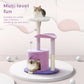 PAWZ Road Cat Tree – 81 cm purple flower cat tree | Sisal scratching posts | Cozy cat house | Cuddly platforms | Fluffy play balls