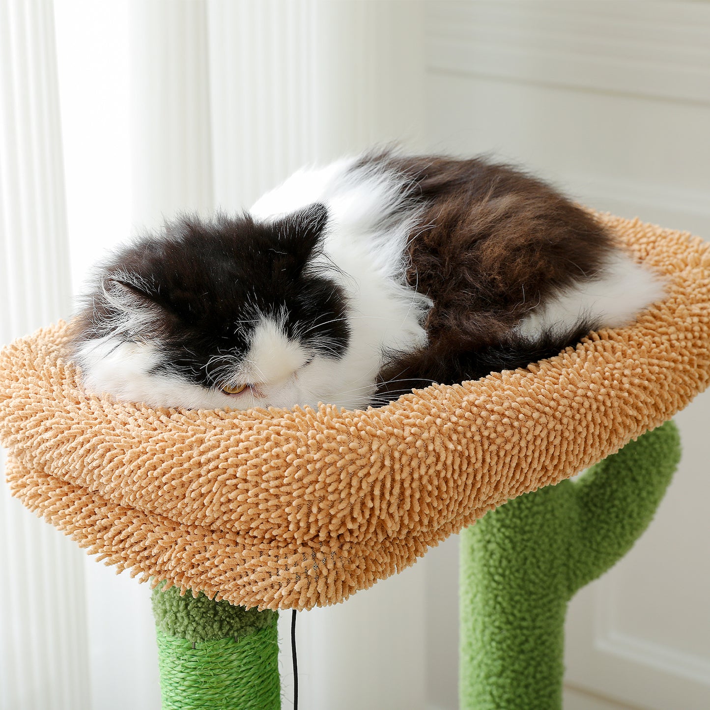 PAWZ Road Kratzbaum | mit Sisal-Kratzpfosten | Kratzbrett | große kuschelige Katzenhöhle | Korb und Plattform | Höhe 106 cm | Kaktus-Design