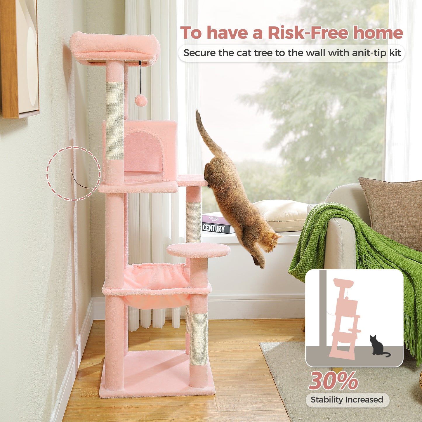 PAWZ Road Cat Tree - Luxury Plush Cat House + Hammock | Sisal Scratching Post + Viewing Platform