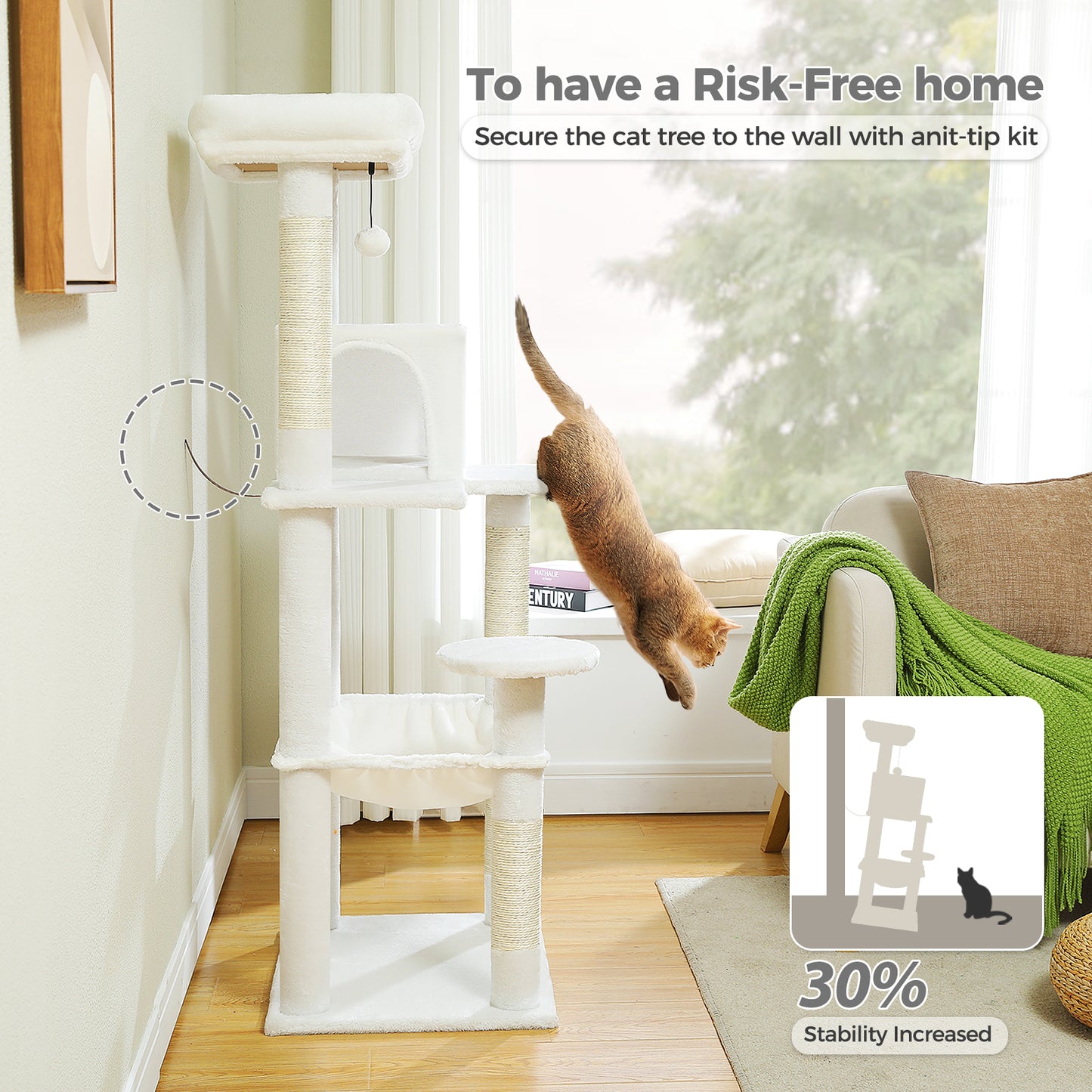 PAWZ Road Cat Tree - Luxury Plush Cat House + Hammock | Sisal Scratching Post + Viewing Platform