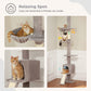 PAWZ Road Kaktus-Katzenbaum | 216-273 cm höhenverstellbar | Decken-zu-Boden-Kratzturm | mit Hängematte & Schlafhaus | Anti-Fall-Gurt