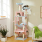 PAWZ Road Blumen-Kratzbaum | 72 Zoll (183 cm) großer Katzenbaum | mit Stahlrahmen-Hängematte | 7 Kratzpfosten | hoher Kratzturm | 2 Schlafhäuschen | mehrere Aussichtsplattformen | für große Wohnungskatzen