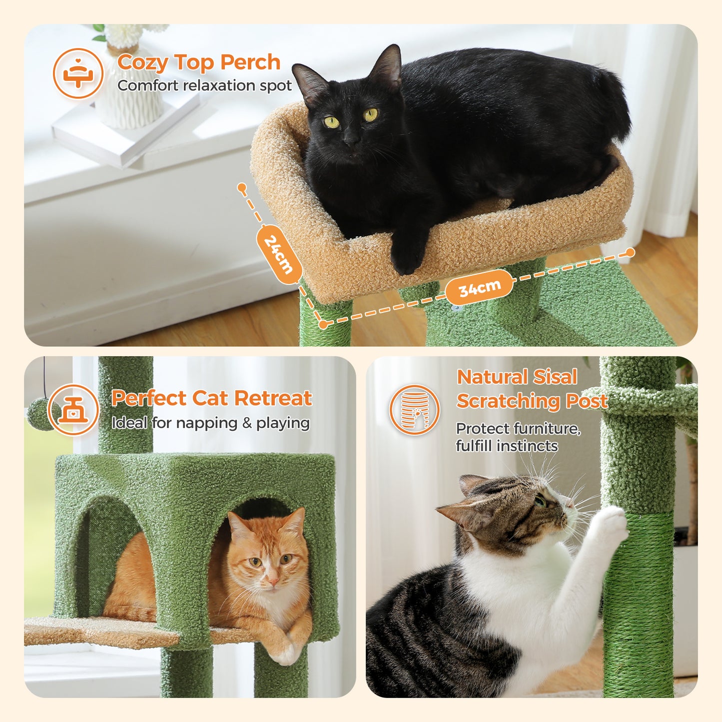 « Ensemble de protection Kippschutz » PAWZ Road Arbre à chats - Hamac métallique + Plates-formes multi-niveaux｜Base XXL 50×43cm (pour 2-3 chats)