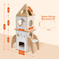 PEQULTI - Rocket Cat Tree with 360° Panorama + 4 Sleeping Caves｜Removable Scratching Surface｜Space-Saving Design