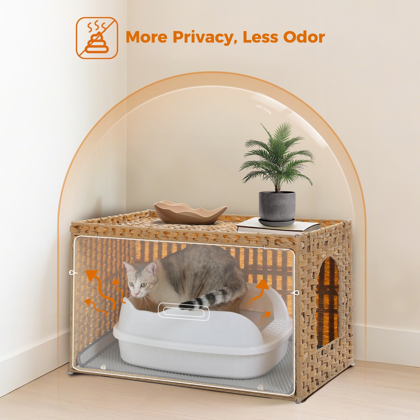 PAWZ Road Katzenklo | Designer-Möbel aus Rattan | Mit High-Entry & Anti-Streu-System
