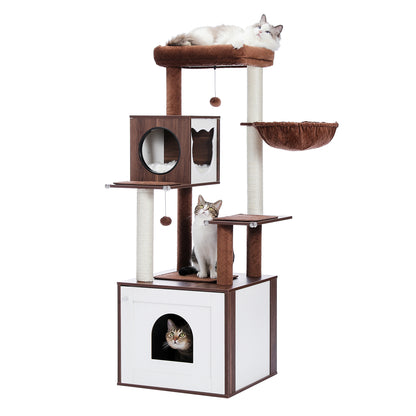 PAWZ Road Moderner Kratzbaum für Großkatzen | Premium-Katzenbaum mit XXL-Schlafhaus | Gesamthöhe 146 cm
