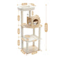 PETEPELA Arbre à chats en bois pour chats d'appartement - Tour à plusieurs niveaux avec poteaux de grattage en sisal, maison de repos confortable, hamac XXL et plateformes douillettes en pelage de lapin en tissu (beige)