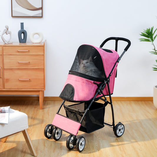 Passeggino pieghevole per animali domestici | con vano portaoggetti per i genitori e cintura di sicurezza | ventilazione a 2 stadi + rivestimento lavabile