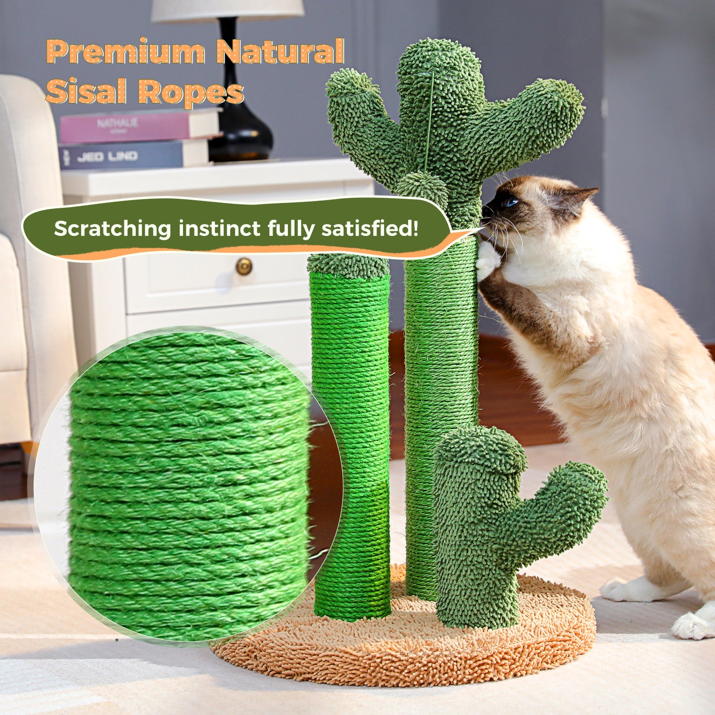 Tiragraffi per gatti PAWZ Road Cactus - Taglia M-53 cm｜L-68,5 cm | Design antiscivolo (capacità di carico 20 kg/4 gatti)