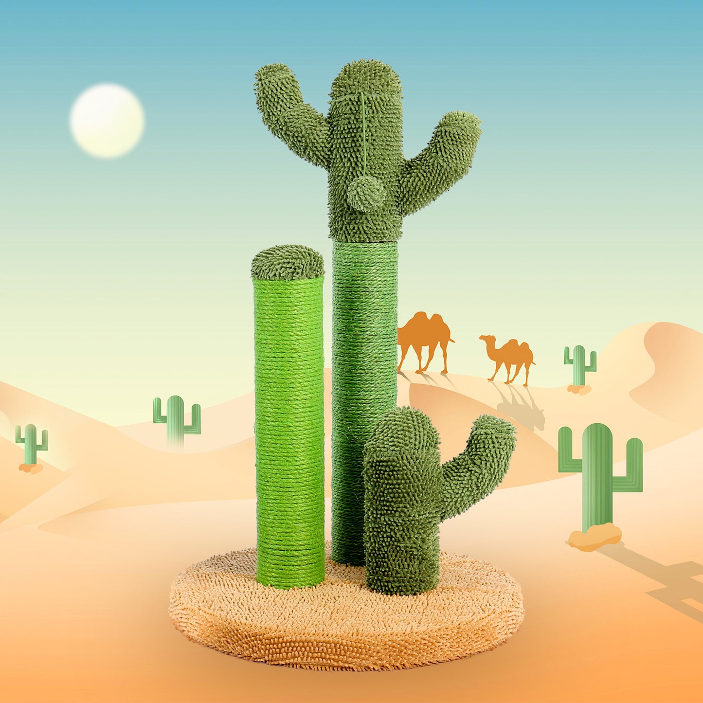 Tiragraffi per gatti PAWZ Road Cactus - Taglia M-53 cm｜L-68,5 cm | Design antiscivolo (capacità di carico 20 kg/4 gatti)