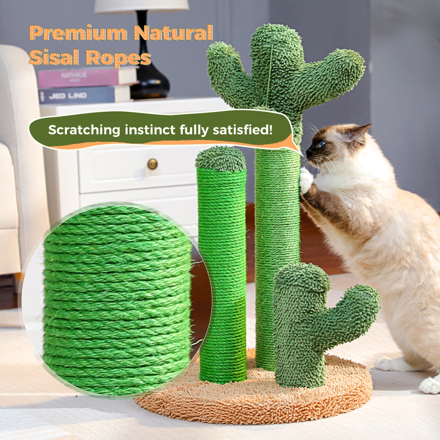 Tiragraffi per gatti PAWZ Road Cactus - Taglia M-53 cm｜L-68,5 cm | Design antiscivolo (capacità di carico 20 kg/4 gatti)