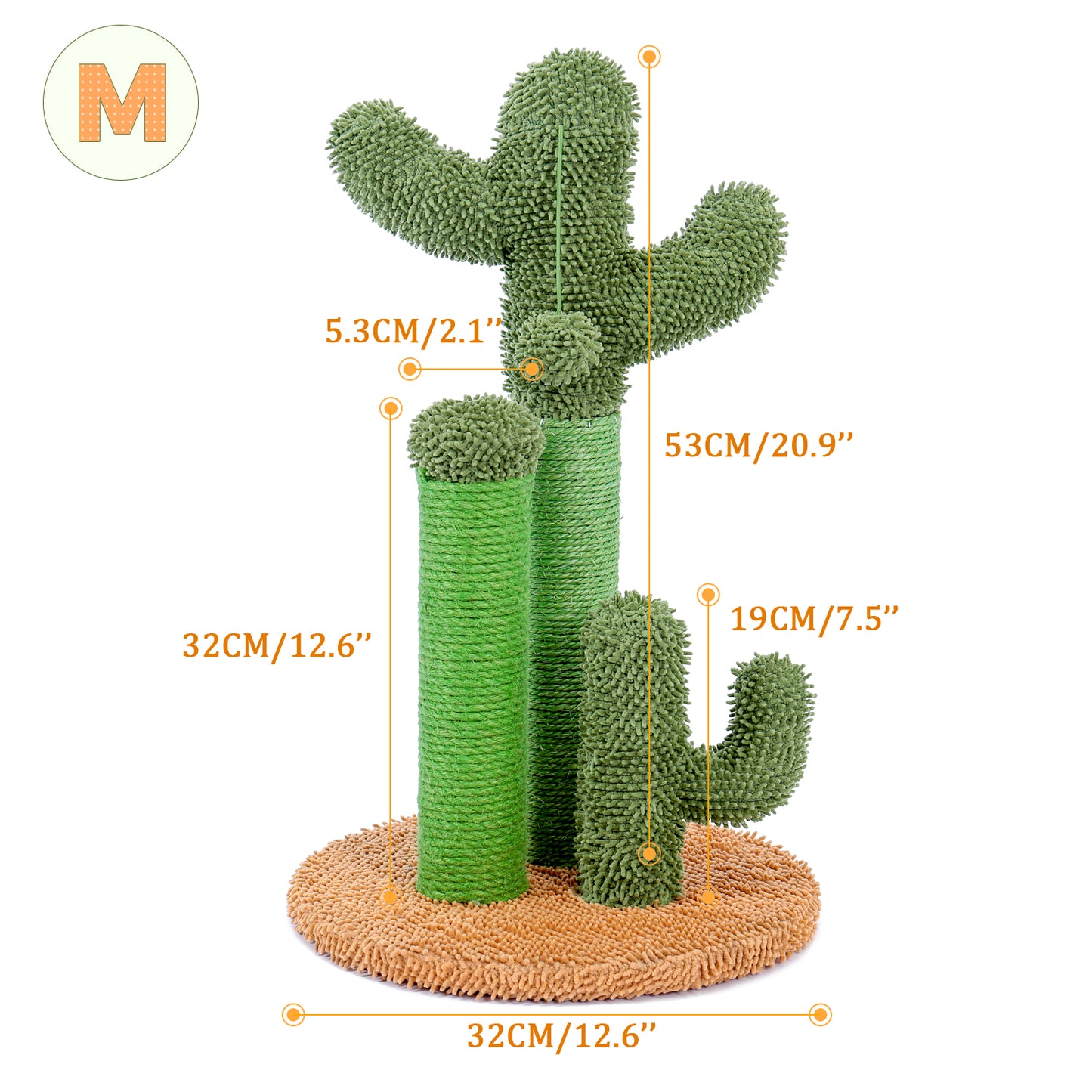 Tiragraffi per gatti PAWZ Road Cactus - Taglia M-53 cm｜L-68,5 cm | Design antiscivolo (capacità di carico 20 kg/4 gatti)