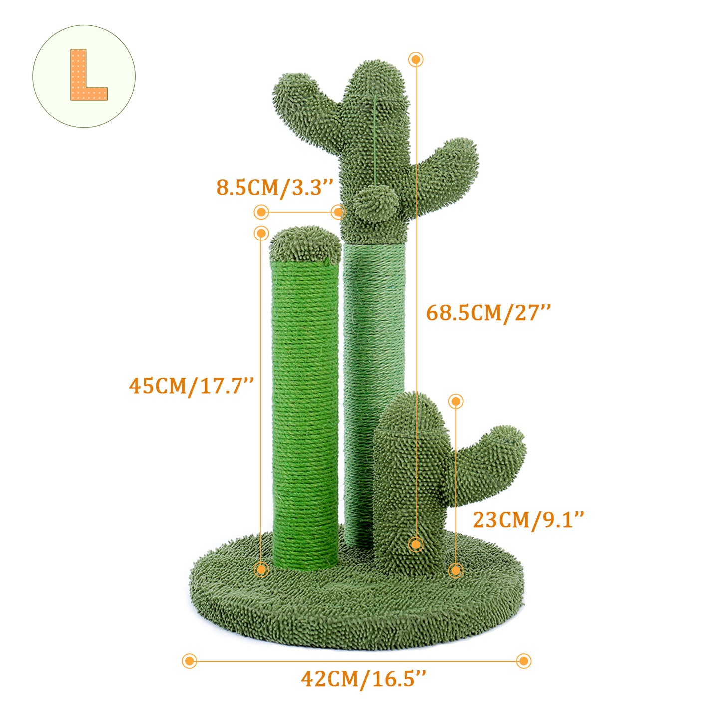 Tiragraffi per gatti PAWZ Road Cactus - Taglia M-53 cm｜L-68,5 cm | Design antiscivolo (capacità di carico 20 kg/4 gatti)