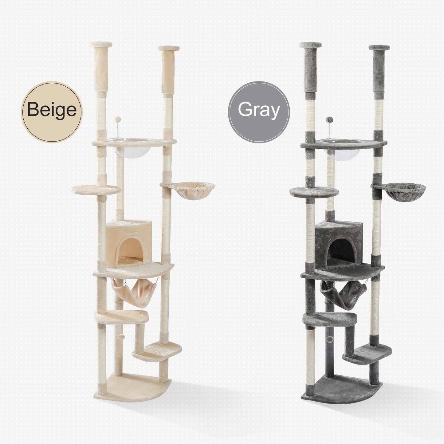 PAWZ Road- Spaceship Hammock Cat Tree - Acrylic Transparent Nest + Rotating Round Lounger｜Sisal Posts + Anti-Tip Straps